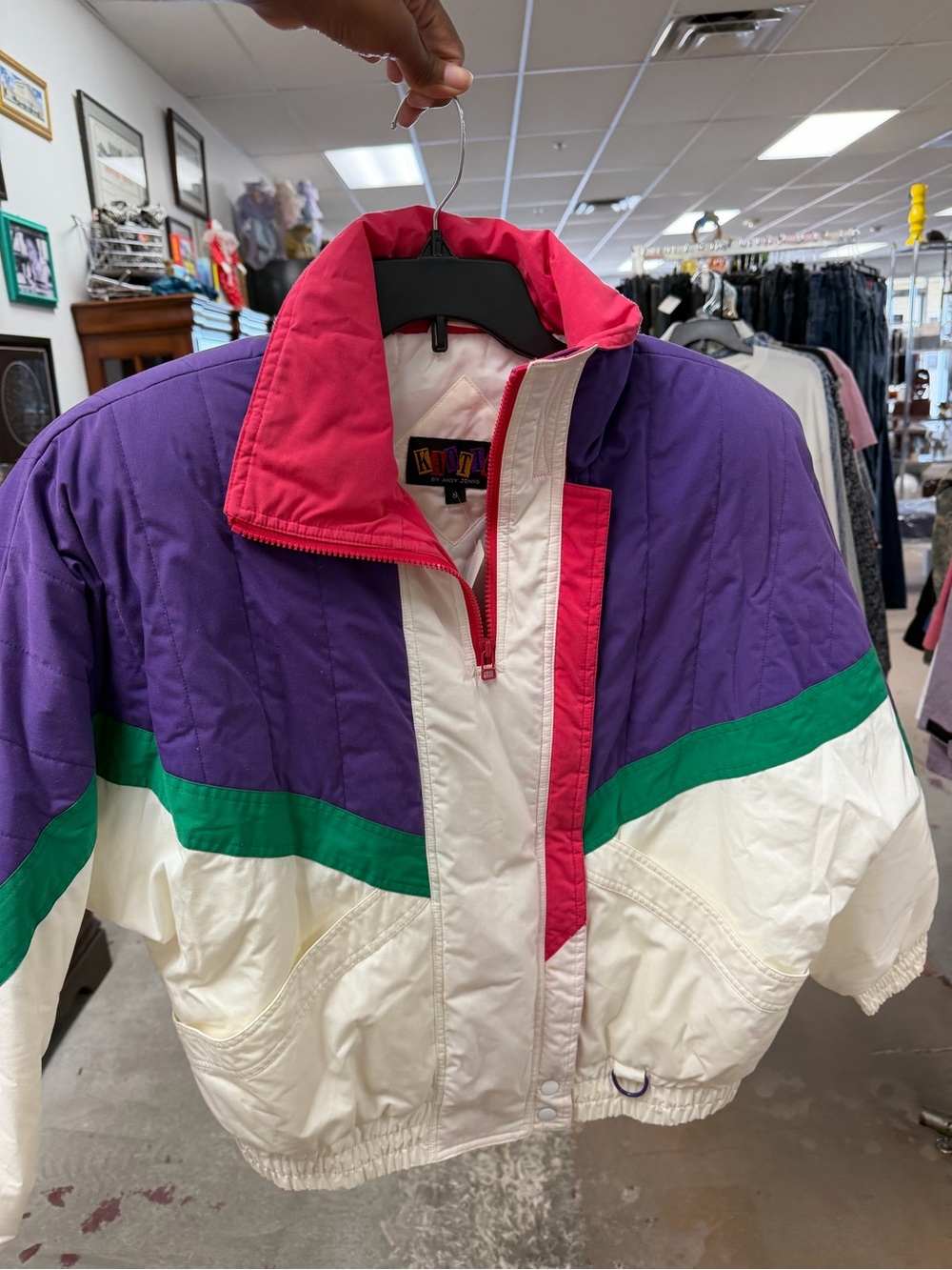 K-Way Colorblock Puffer Jacket - Purple/White/Green/Pink